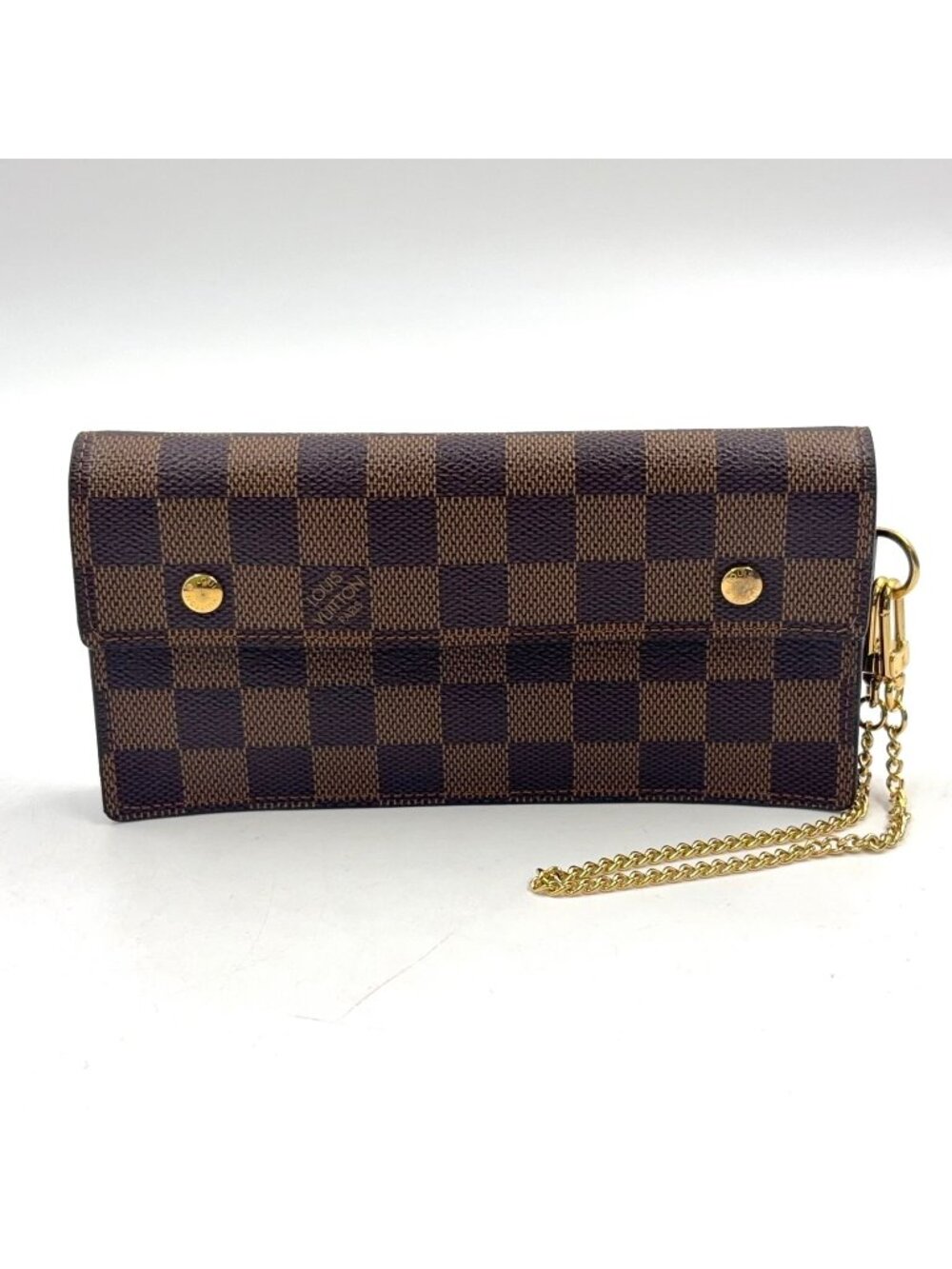 Louis Vuitton Portefeuille Accordion Damier Ebene Leather Brown Bifold Wallet